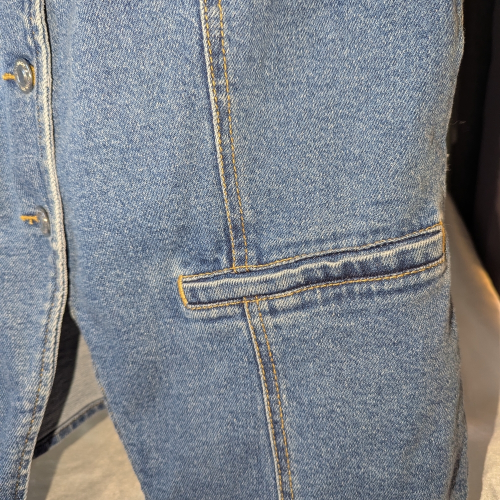 Zara Blue Denim Button-Front Women's Vest A-1025 - Picture 5 of 10